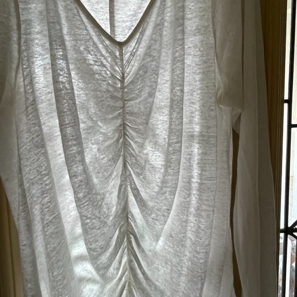 EUC Frame Women's White Sheer Linen Shirred Top Size L - Picture 6 of 6